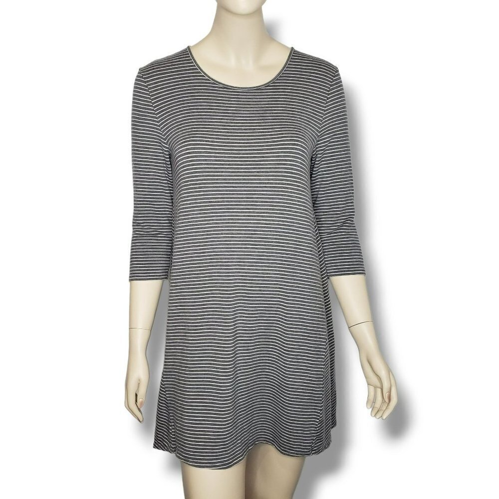 Garnet Hill A Line Seamed‎ Tunic Womens Small Gray Striped Top